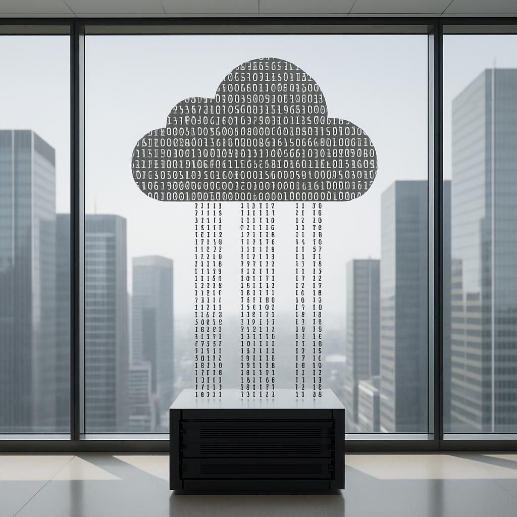 cloud made of code, alternating binary systems - i.e. a designated space for the storage and processing of binary computin...